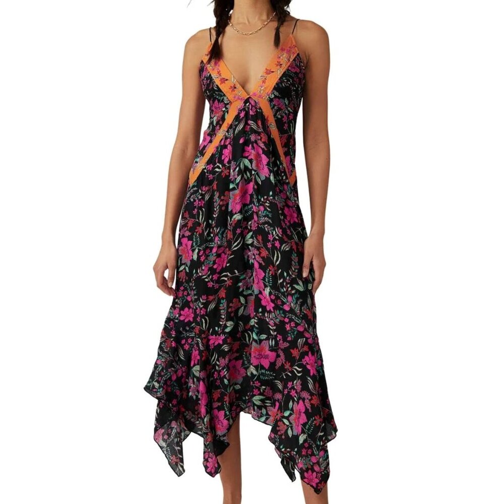 Free People There She Goes Printed Maxi Slip Size XS NWT